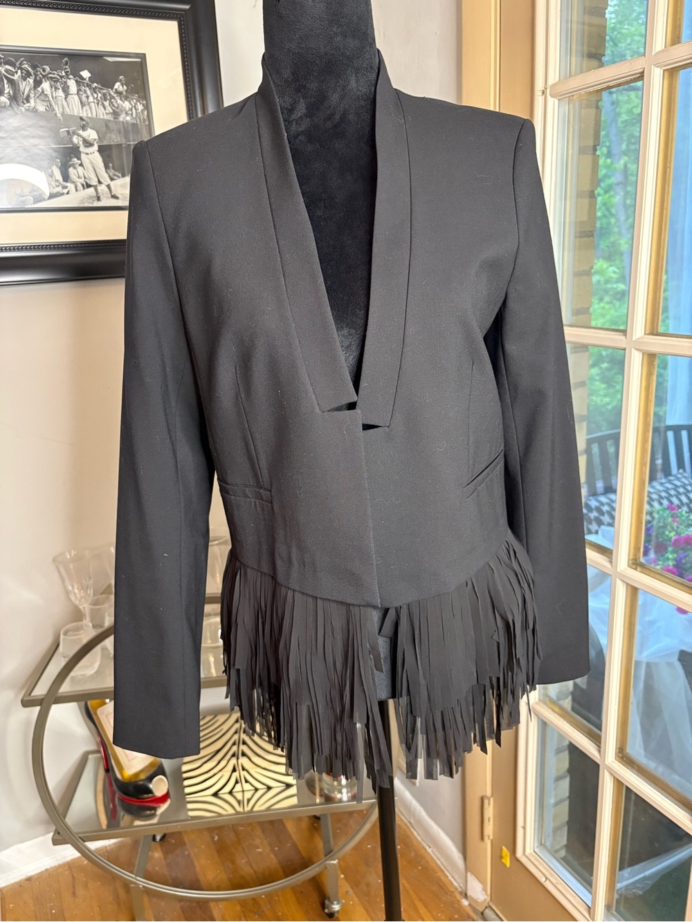 Banana Republic Black Fringe Hem Blazer